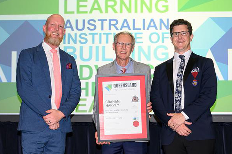 Graham Harvey receiving his High Commedation from AIB Qld Chapter